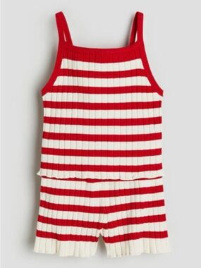 NWT H&M Red and White Striped Ribbed Tank and Short Set